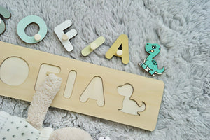 Personalized Wooden Dinosaur Name Puzzle – Fun & Educational Toy for - Yahko Merchandise