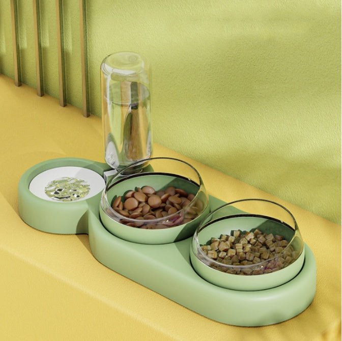 Pet Cat Bowl Automatic Feeder Dog Cat Food Bowl With Water Fountain Double Bowl Drinking Raised Stand - Yahko Merchandise