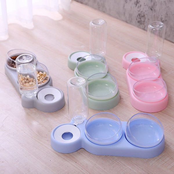 Pet Cat Bowl Automatic Feeder Dog Cat Food Bowl With Water Fountain Double Bowl Drinking Raised Stand - Yahko Merchandise