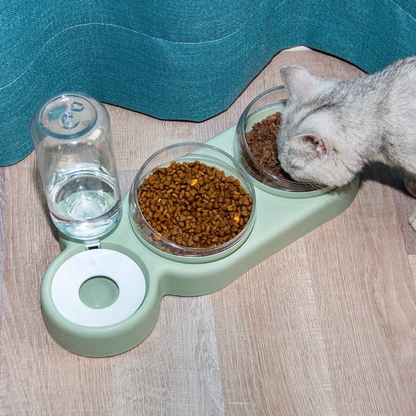 Pet Cat Bowl Automatic Feeder Dog Cat Food Bowl With Water Fountain Double Bowl Drinking Raised Stand - Yahko Merchandise