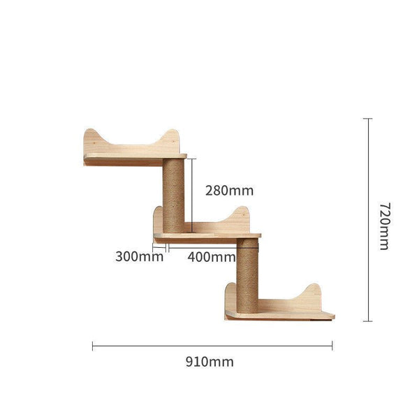 Pet Cat Climbing Frame Wall Type Solid Wood Wall Hanging Platform Ladder Pets Accessories - Yahko Merchandise