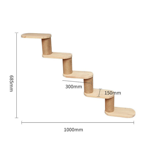 Pet Cat Climbing Frame Wall Type Solid Wood Wall Hanging Platform Ladder Pets Accessories - Yahko Merchandise