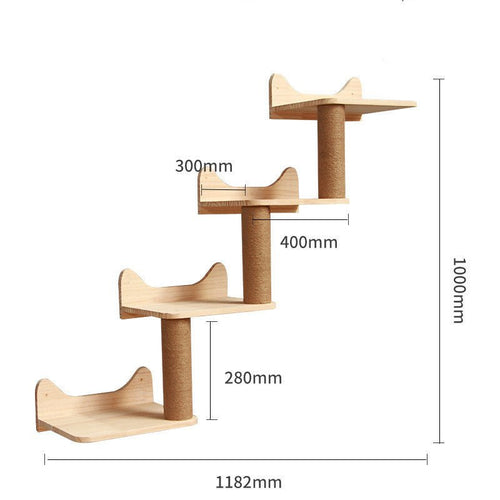 Pet Cat Climbing Frame Wall Type Solid Wood Wall Hanging Platform Ladder Pets Accessories - Yahko Merchandise