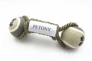Pet Dumbbell Rope Tennis Ball Chew Toys Teeth Cleaning - Yahko Merchandise