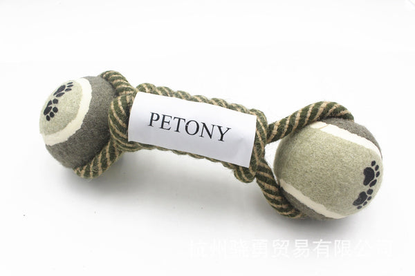 Pet Dumbbell Rope Tennis Ball Chew Toys Teeth Cleaning - Yahko Merchandise
