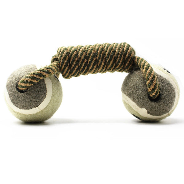 Pet Dumbbell Rope Tennis Ball Chew Toys Teeth Cleaning - Yahko Merchandise