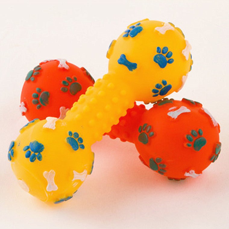 Pet Dumbbell Sound Toys Silicone Dog Toys Teeth bite 13CM Dog Training Guide Toys - Yahko Merchandise