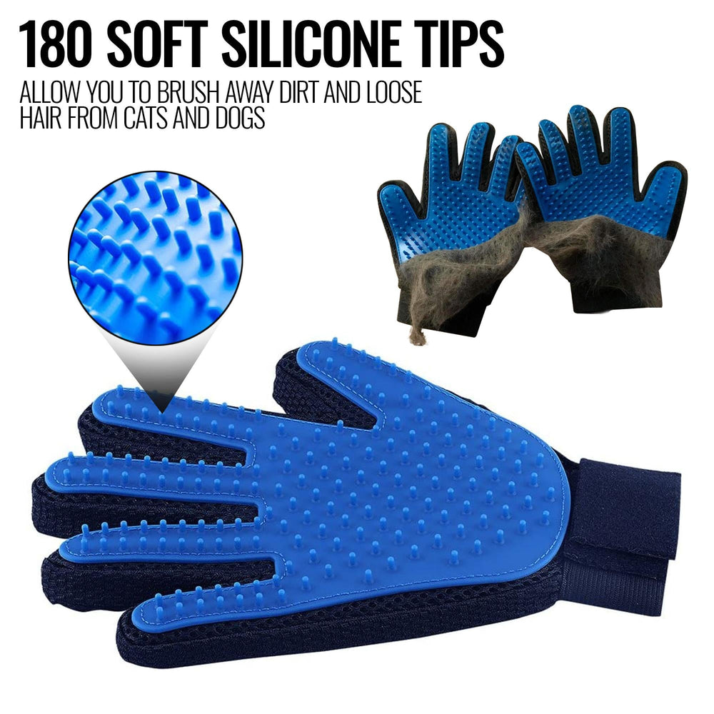 Pet Grooming Gloves Dog Brush Mitts Deshedding Hair Removal Massage - Yahko Merchandise
