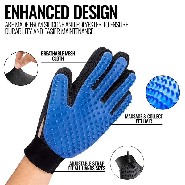 Pet Grooming Gloves Dog Brush Mitts Deshedding Hair Removal Massage - Yahko Merchandise
