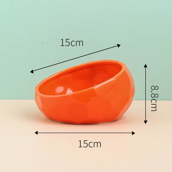 Pet Supplies Bowl Ceramic Cat Bowl Dog Bowl Oblique Mouth - Yahko Merchandise
