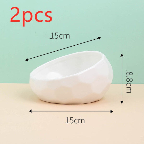Pet Supplies Bowl Ceramic Cat Bowl Dog Bowl Oblique Mouth - Yahko Merchandise