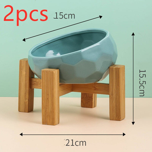 Pet Supplies Bowl Ceramic Cat Bowl Dog Bowl Oblique Mouth - Yahko Merchandise