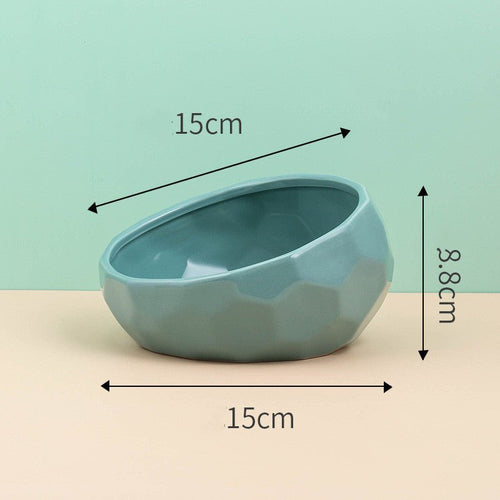 Pet Supplies Bowl Ceramic Cat Bowl Dog Bowl Oblique Mouth - Yahko Merchandise