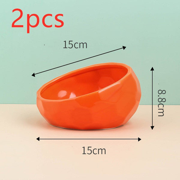 Pet Supplies Bowl Ceramic Cat Bowl Dog Bowl Oblique Mouth - Yahko Merchandise