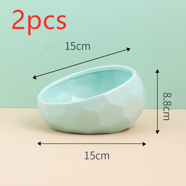 Pet Supplies Bowl Ceramic Cat Bowl Dog Bowl Oblique Mouth - Yahko Merchandise