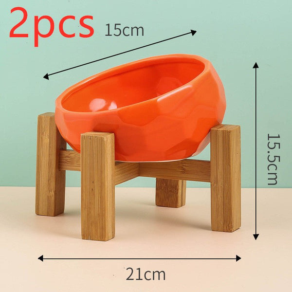 Pet Supplies Bowl Ceramic Cat Bowl Dog Bowl Oblique Mouth - Yahko Merchandise