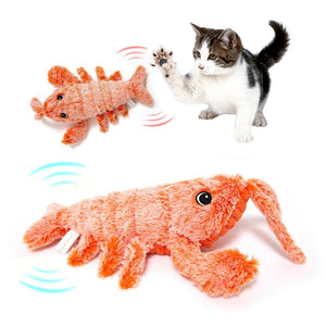 Pet Toys Electric Jumping Shrimp USB Charging Simulation Lobster Funny Cat Plush Pets Toy - Yahko Merchandise