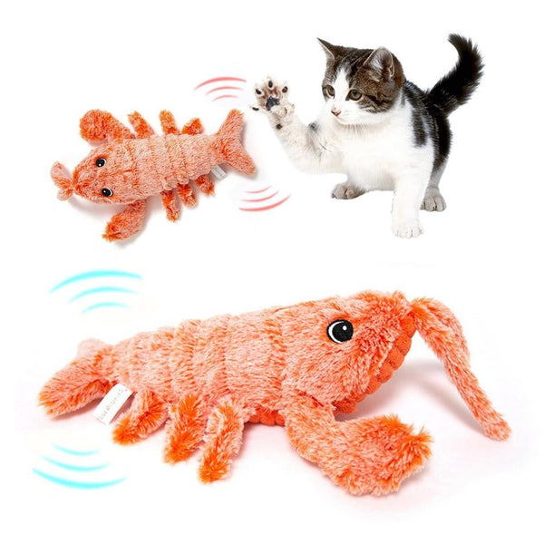 Pet Toys Electric Jumping Shrimp USB Charging Simulation Lobster Funny Cat Plush Pets Toy - Yahko Merchandise
