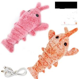 Pet Toys Electric Jumping Shrimp USB Charging Simulation Lobster Funny Cat Plush Pets Toy - Yahko Merchandise