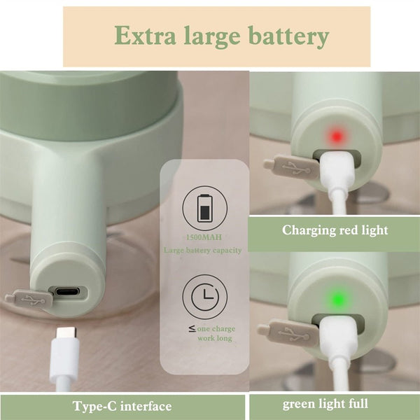 Portable Handheld 4 in 1 Electric Vegetable Slicer - Yahko Merchandise