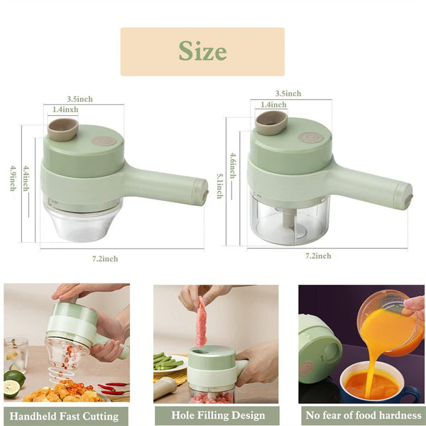 Portable Handheld 4 in 1 Electric Vegetable Slicer - Yahko Merchandise