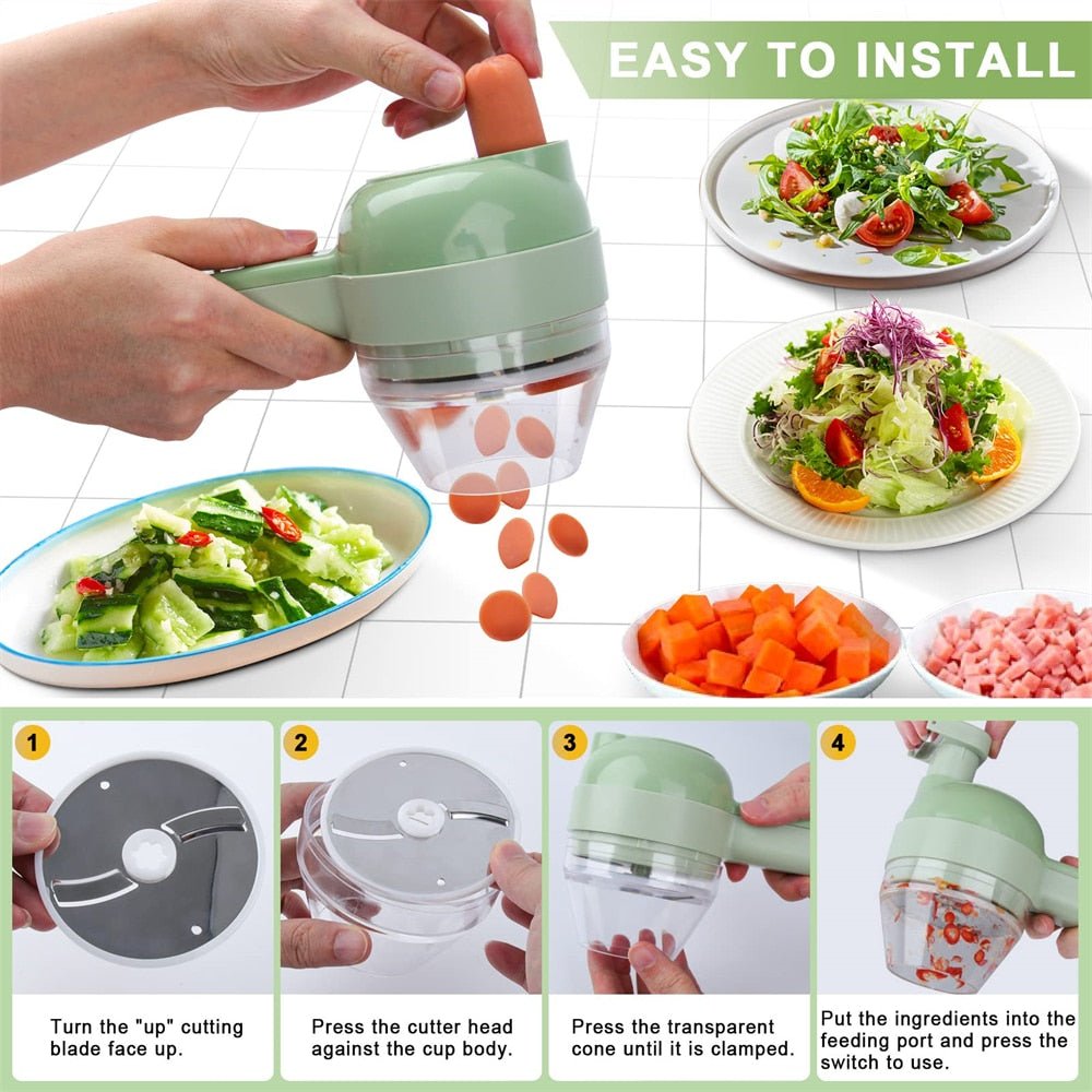 Portable Handheld 4 in 1 Electric Vegetable Slicer - Yahko Merchandise