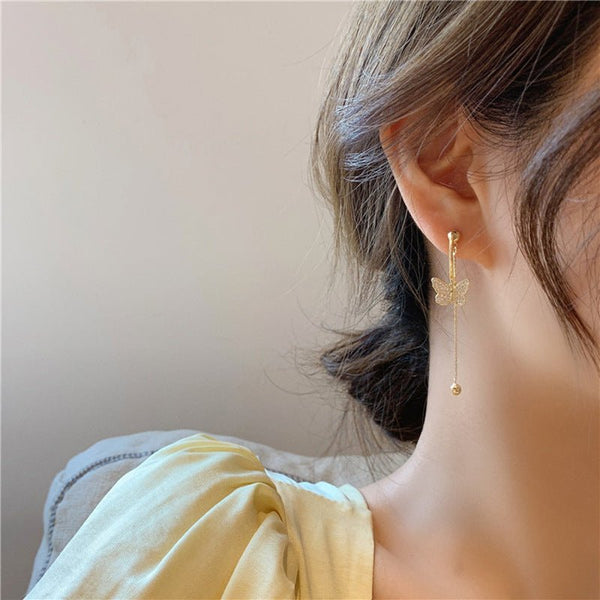 Premium sense tassel earrings butterfly earrings - Yahko Merchandise