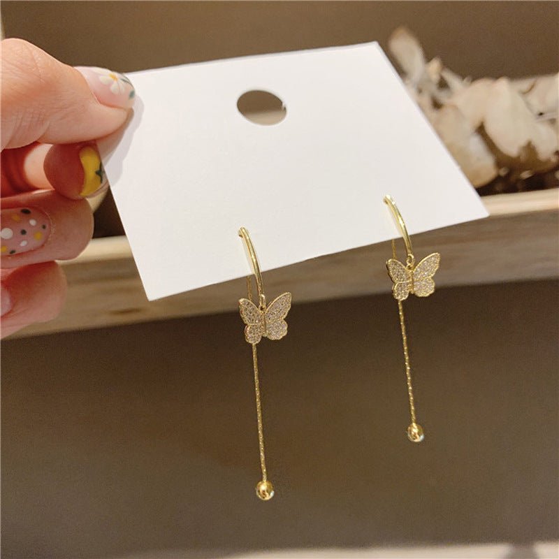 Premium sense tassel earrings butterfly earrings - Yahko Merchandise