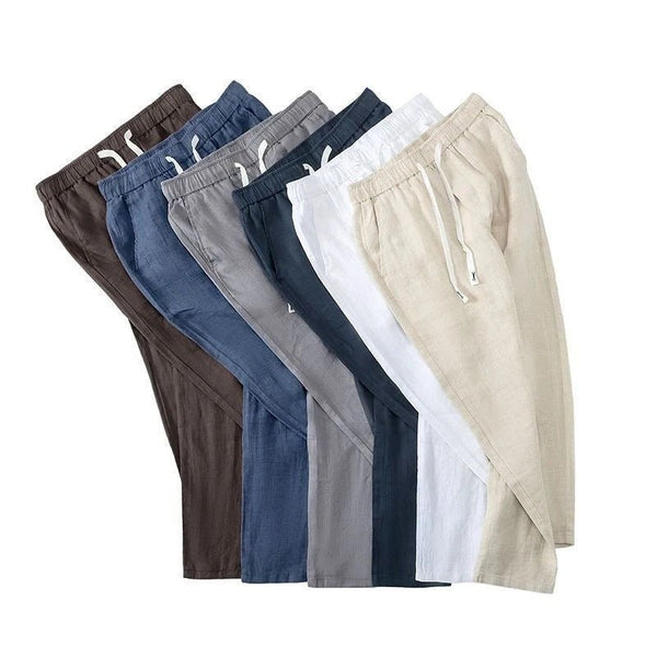 Pure Linen Breathable Chinese Style Elastic Waist New Trousers Li Gao - Yahko Merchandise