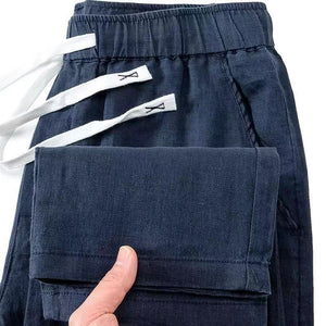 Pure Linen Breathable Chinese Style Elastic Waist New Trousers Li Gao - Yahko Merchandise