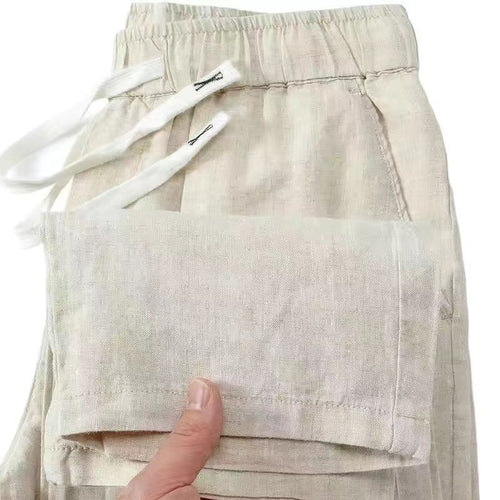 Pure Linen Breathable Chinese Style Elastic Waist New Trousers Li Gao - Yahko Merchandise
