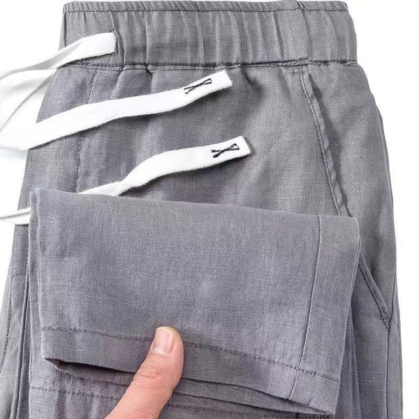 Pure Linen Breathable Chinese Style Elastic Waist New Trousers Li Gao - Yahko Merchandise