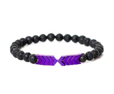 Purple Arrow Men and Women Natural Stone Bracelet Volcanic Stone Magnet Bracelet - Yahko Merchandise