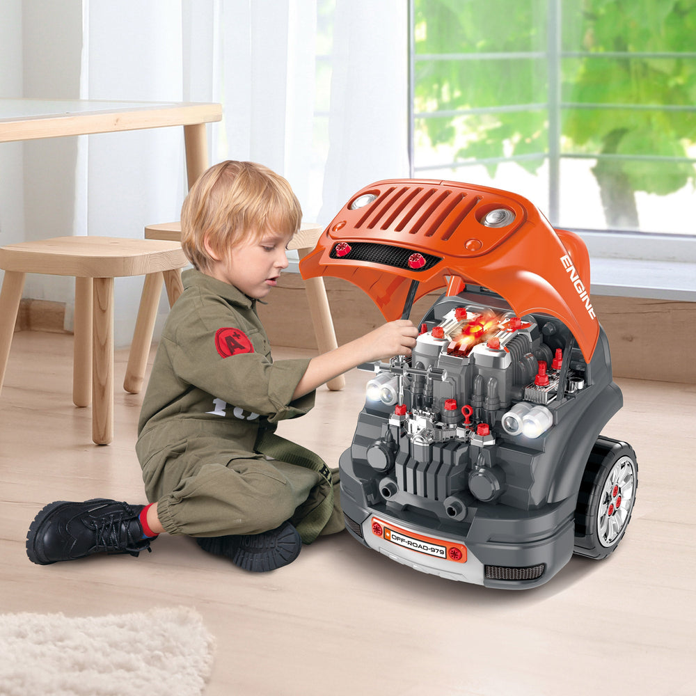 Qaba Kids Truck Engine Toy Set, Educational Car Service Station - Yahko Merchandise