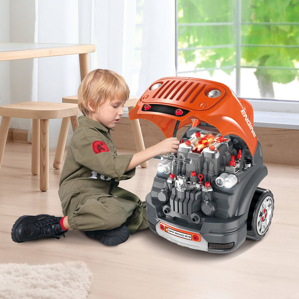 Qaba Kids Truck Engine Toy Set, Educational Car Service Station - Yahko Merchandise