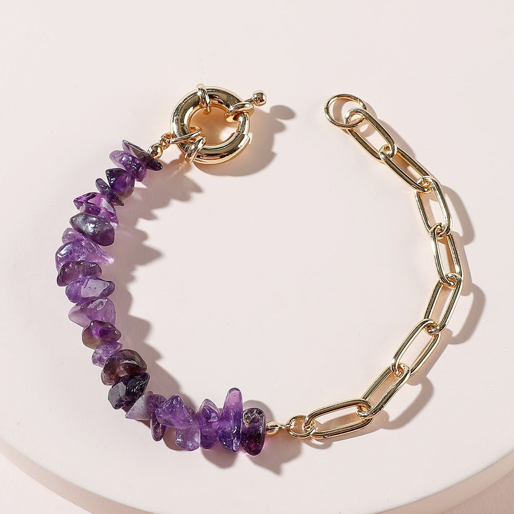 Qingdao Daiwei Jewelry Rough Stone Crystal Amethyst Stone Chain Bracelet - Yahko Merchandise