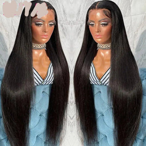 Real Human Hair Lace Wig Set Straight Hair Black Medium Length - Yahko Merchandise