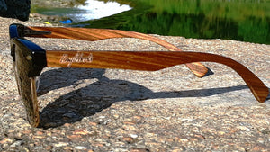 Real Walnut Wood Club Style Sunglasses With Bamboo Case, Polarized - Yahko Merchandise