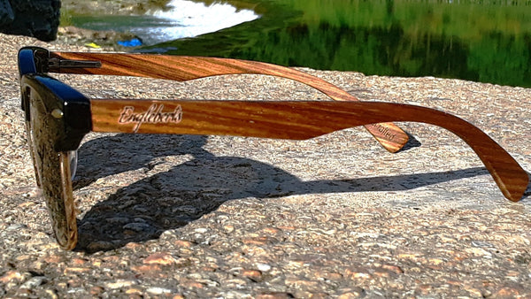Real Walnut Wood Club Style Sunglasses With Bamboo Case, Polarized - Yahko Merchandise