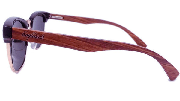 Real Walnut Wood Club Style Sunglasses With Bamboo Case, Polarized - Yahko Merchandise