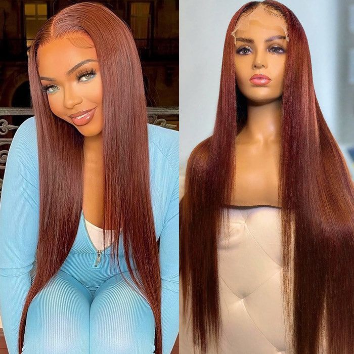 Red Brown 33color Huamn Hair Wig 134HD Transparent Lace - Yahko Merchandise