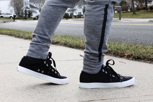 Retro Black/White Canvas Sneakers Unisex Size - Cushioned Insole - Yahko Merchandise