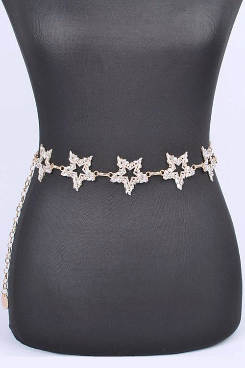 Rhinestone Star Iconic Chain Belt - Yahko Merchandise