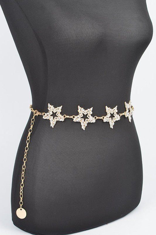 Rhinestone Star Iconic Chain Belt - Yahko Merchandise