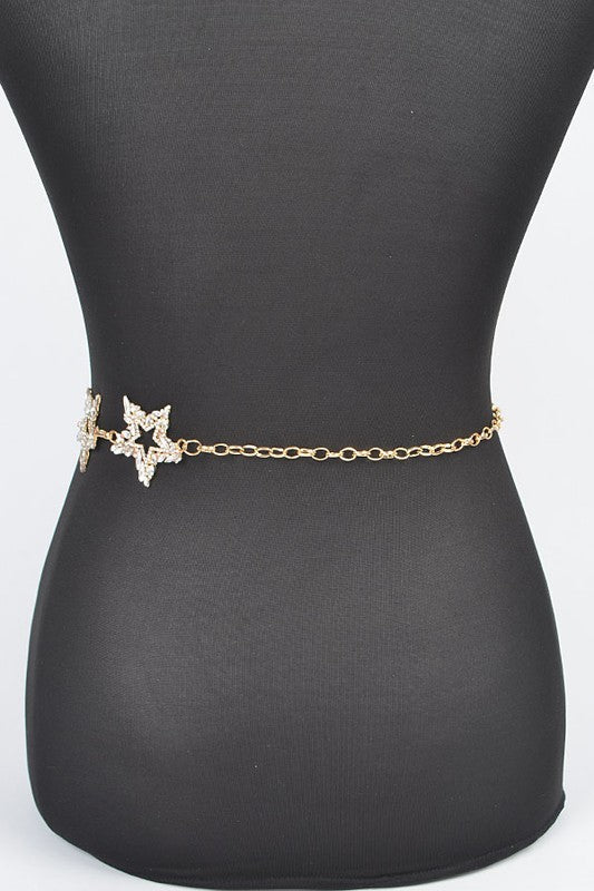 Rhinestone Star Iconic Chain Belt - Yahko Merchandise