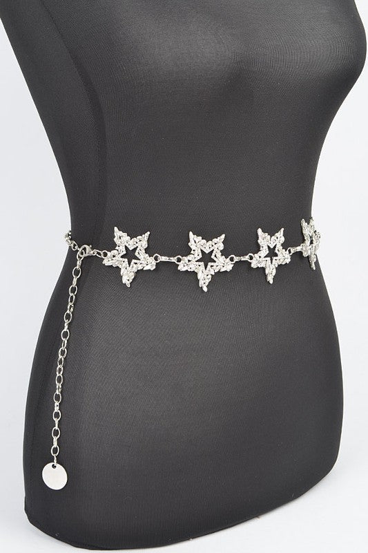 Rhinestone Star Iconic Chain Belt - Yahko Merchandise