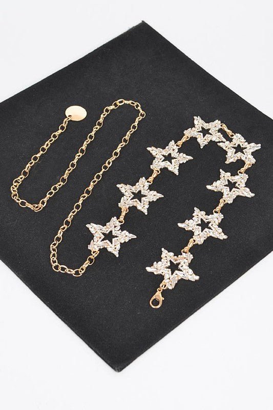 Rhinestone Star Iconic Chain Belt - Yahko Merchandise