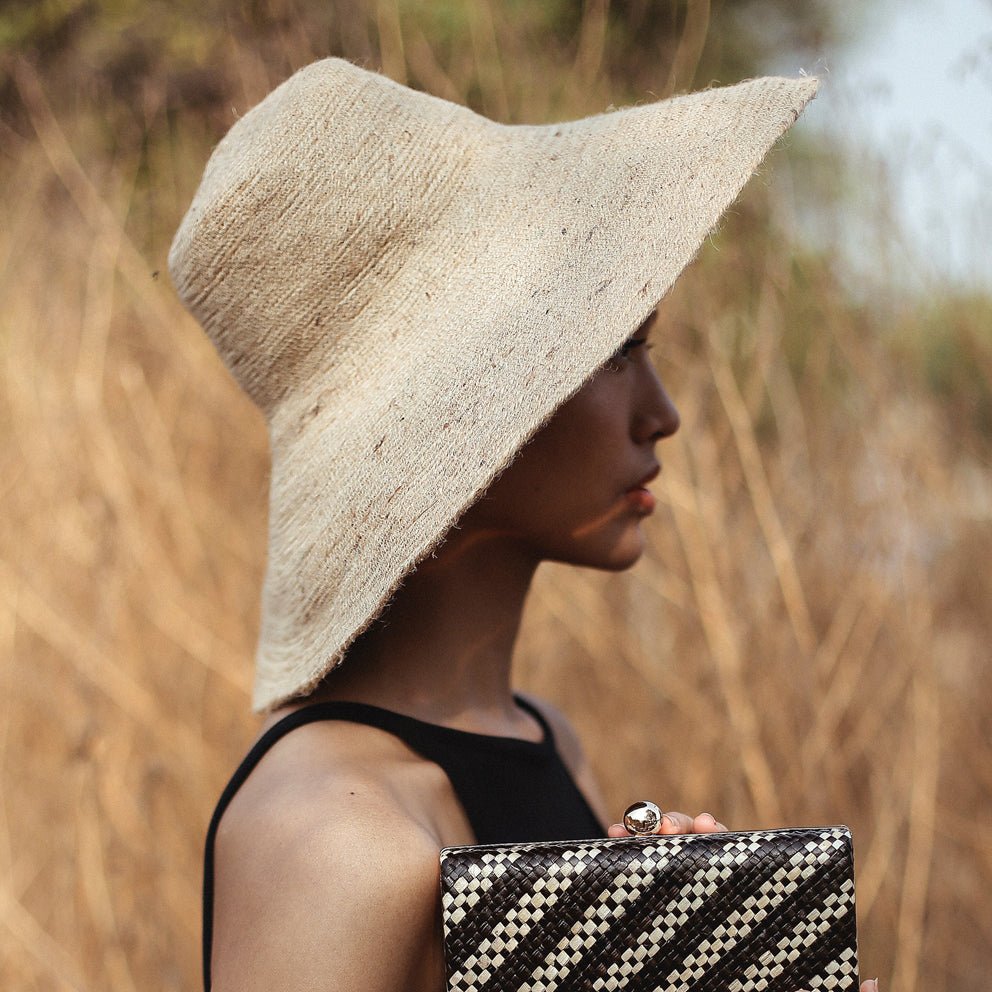 RIRI Jute Handwoven Straw Hat In Natural Beige - Yahko Merchandise