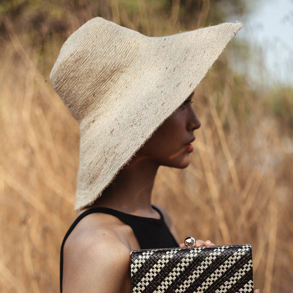 RIRI Jute Handwoven Straw Hat In Natural Beige - Yahko Merchandise