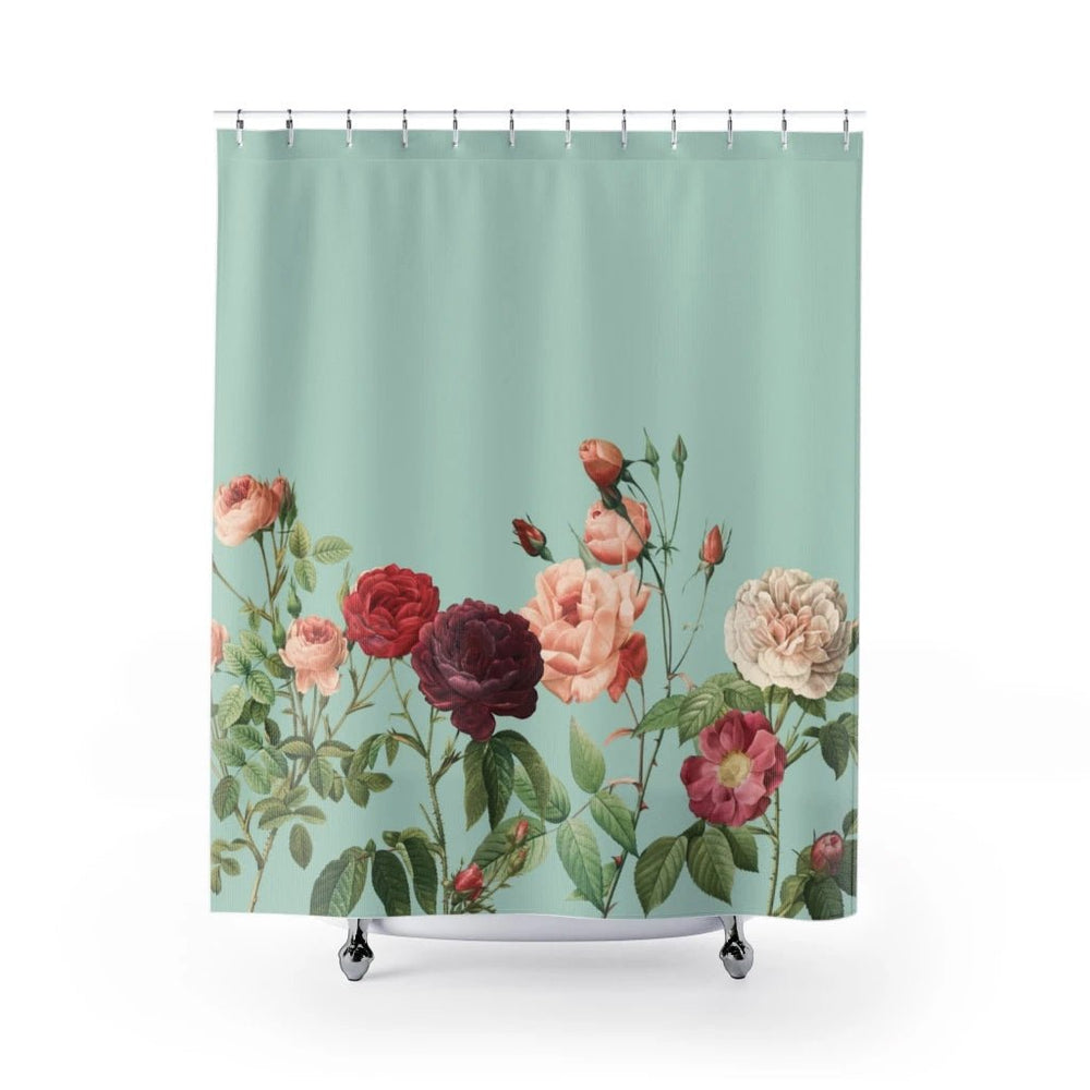 Rose Garden in Teal Shower Curtains Home Decor - Yahko Merchandise